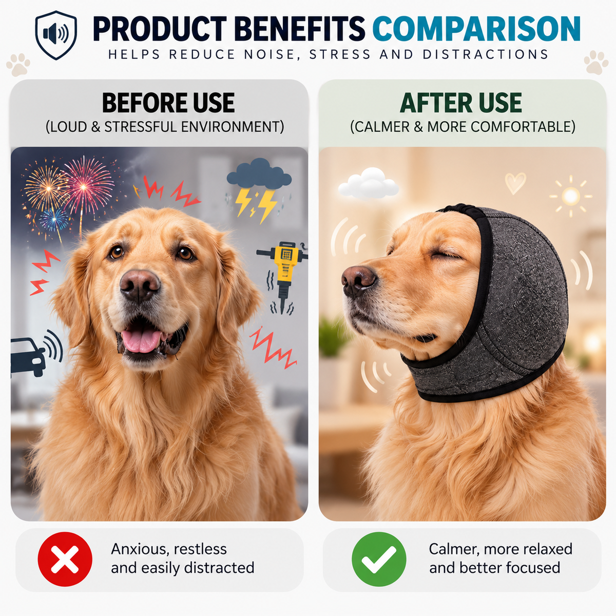 PawHush™ - Dog Ear Muffs & Calming Wrap