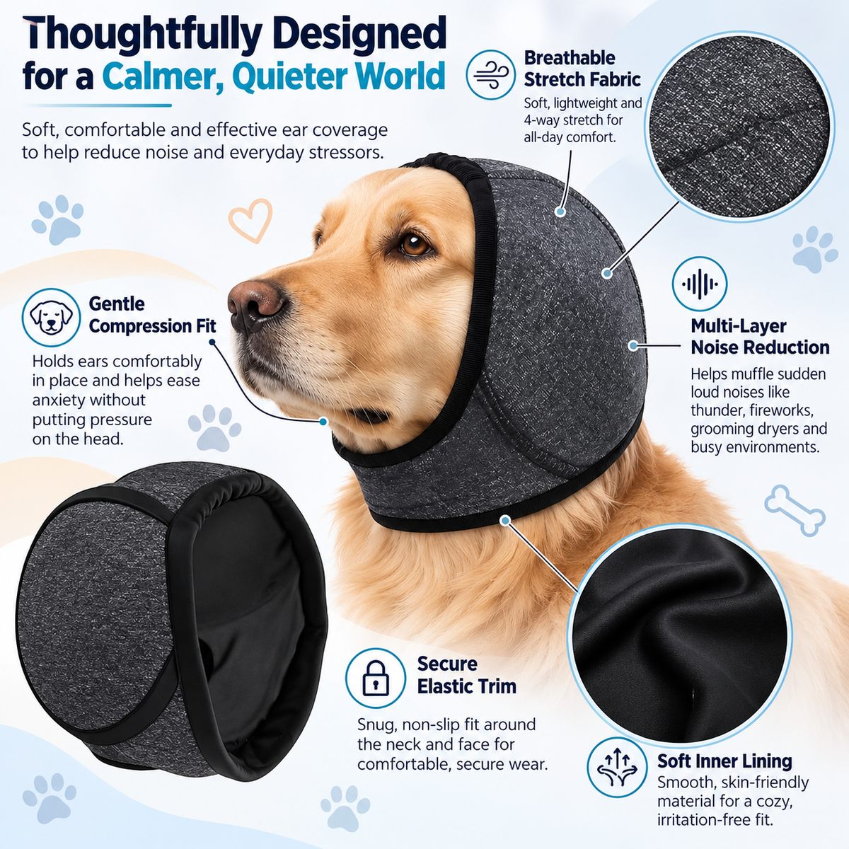PawHush™ - Dog Ear Muffs & Calming Wrap