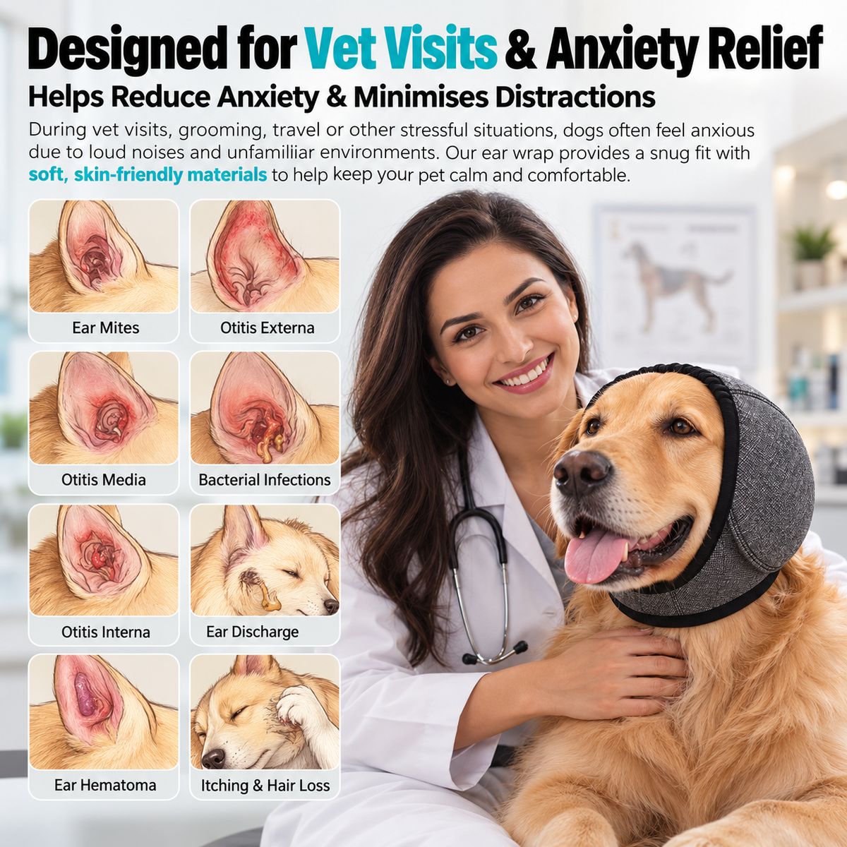PawHush™ - Dog Ear Muffs & Calming Wrap